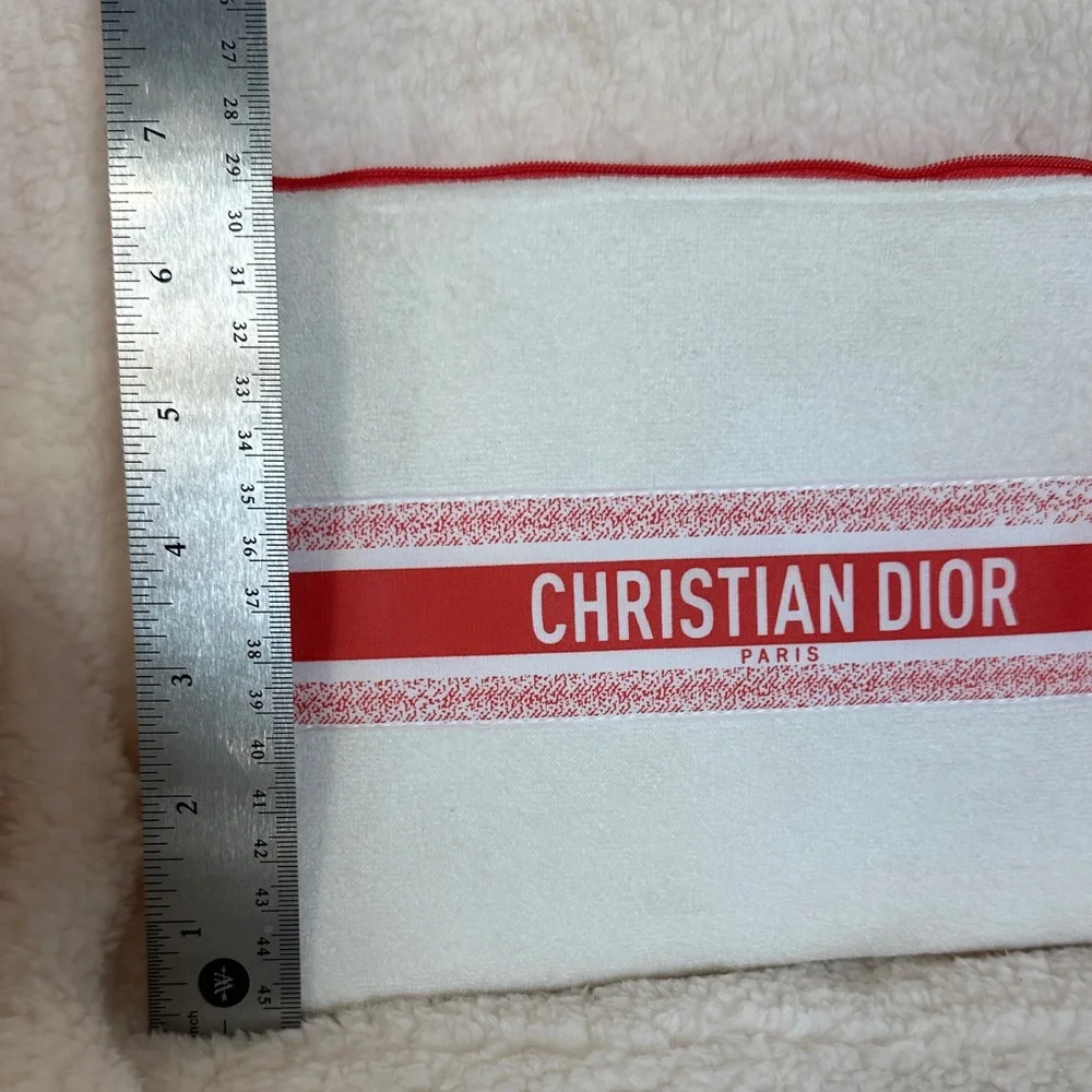 DIOR Novelty‎ Orange & White Striped Pouch Cosmetic Case Wristlet Summer 2024